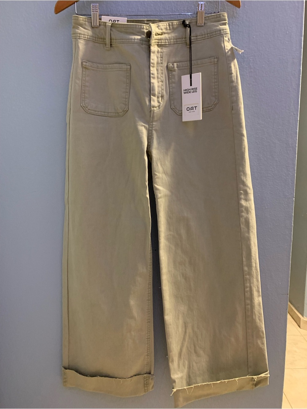 Hugh Rise Wide Leg Pants in Olive